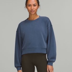 Perfectly Oversized Crop Sweatshirt Top Size 6 Mineral Blue